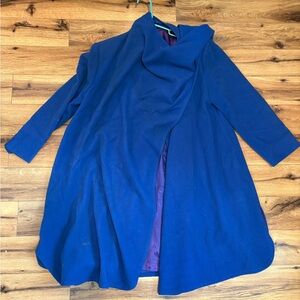Elegant Royal Blue Women's Asymmetric Wrap Sweater Coat